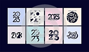 Big collection of 2023 Happy New Year logo text design. Ð¡oncept 2023 number design template. Vector colored 2023 Happy New Year