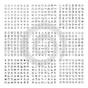 Big collection of 9 sets thin line icon.