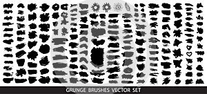 Big collection of black paint, ink brush strokes, brushes, lines, grungy.  Dirty artistic design elements, boxes, frames for text