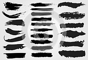 Big collection of black paint, ink brush strokes, brushes, lines, grungy. Dirty artistic design elements, boxes, frames. Vector il