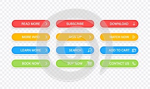 Big collection buttons Read More, learn more, download, subscribe, buy now, sign up, search, conatact us. Different colorful