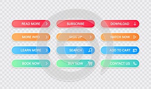 Big collection buttons Read More, learn more, download, subscribe, buy now, sign up, search, conatact us. Different colorful