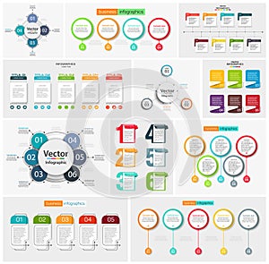 Big collection of colorful infographic. Can be used for workflow layout, diagram, number options, web design
