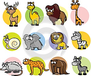 Big collection of cute cartoon animals,birds and sea creatures of the world.Big fauna of the world icon set.Vector