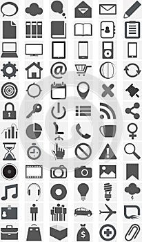 Big collection of different icons.