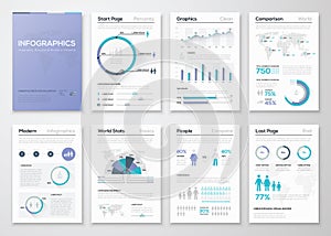 Big collection of infographic business brochures and graphics