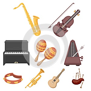 Big collection of musical instruments vector symbol stock illustration