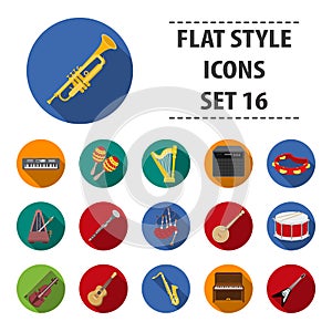 Big collection of musical instruments vector symbol stock illustration