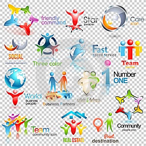 Big collection of people vector logos. Business Social Corporate Identity. Human icons Design illustration