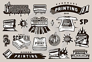 Big collection of screen printing elements