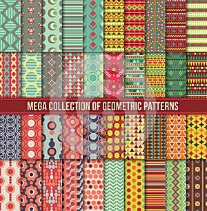 Big collection of seamless colorful retro patterns