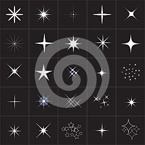 Big collection of sparkle vector. Sparkles white symbols. Sparkle star. Symbols sparkling stars.