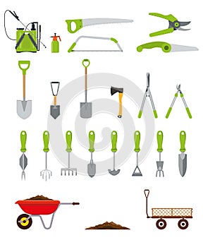 Big collection of various gardening hand tools photo