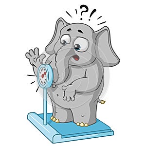 Big collection vector cartoon characters of elephants on an isolated background. Weighed on the scales