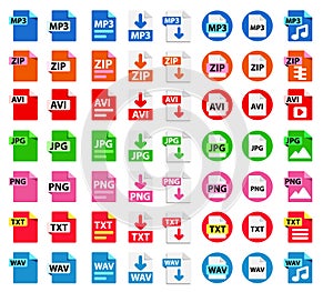 Big Collection of vector icons. File format extensions icons.