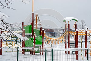 outdoor playground equipment in winter