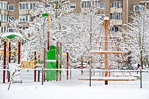 outdoor playground equipment in winter