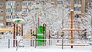 outdoor playground equipment in winter