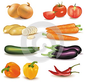 The big colorful group of vegetables.