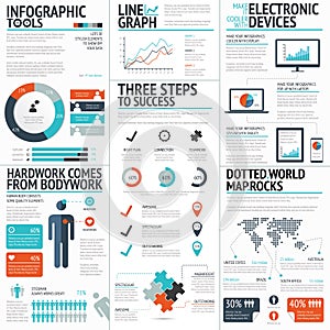 Big colorful set of infographic business elements in vector format