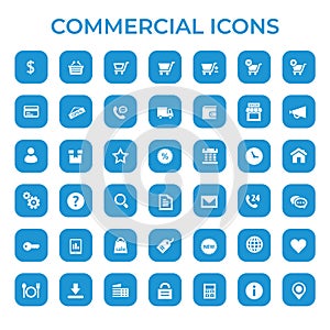 Big commercial icon set, trendy flat icons