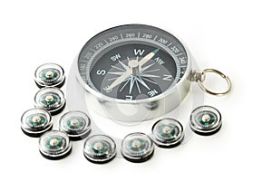 Big compass with eigth black small compasses