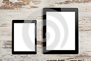 Big computer and mini tablet with screen