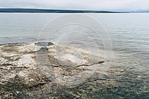 Big Cone Geyer, also known as Fishing Hole in Yellowstone Lake