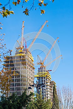 Big construction. Huge cranes