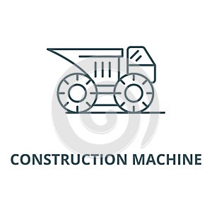 Big construction machine vector line icon, linear concept, outline sign, symbol