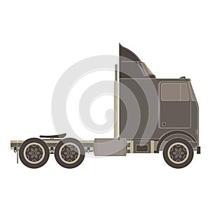 Big container truck side view monochrome flat in gray color theme