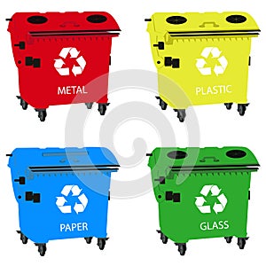 Big containers for recycling waste sorting, recycle bin