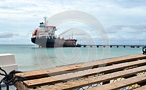 Big Corn Island Nicaragua oil tanker dock on Picnic Center Beach