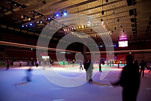 Big covered skating rink with illumination