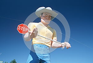 Big cowboy roadside attraction, Route 84, ID