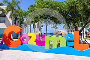 Big Cozumel Letters at the central plaza of San Miguel de Cozumel near ocean Malecon and Cancun ferry terminal photo
