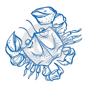 Big crab logo in cartoon style.