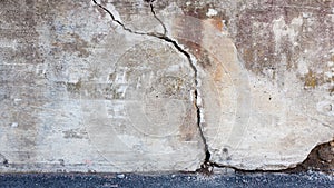 Big crack in concrete wall