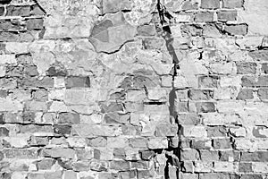 Big crack in the old brick wall