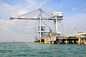 Big crane at harbour for load coal