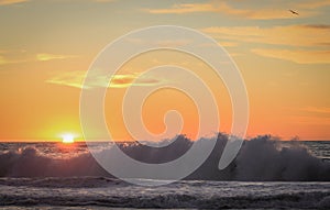 Big, Crashing Wave at Torrance Beach, Los Angeles County, California