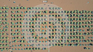 Big crowded sandy beach in Lido di Jesolo in Italy