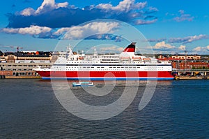 Big cruise liner docked in Helsinki port