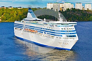 Big cruise liner in harbor of Stockholm, Sweden