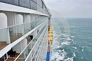 Big cruise liner and life boat