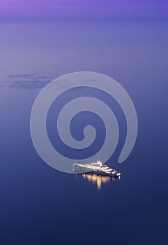 Big cruise ship alone in the sea.