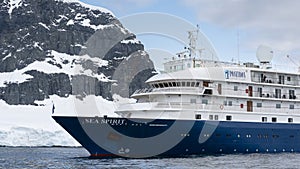 Big cruise ship in Antarctic waters, Antarctica