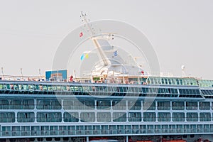 Big cruise ship close-up in the sea photo