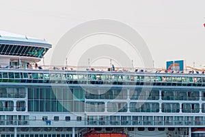 Big cruise ship close-up in the sea photo