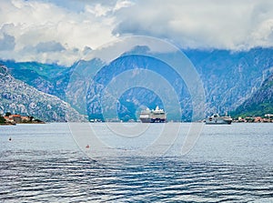 Big cruise ship in Kotor bay, Montenegro